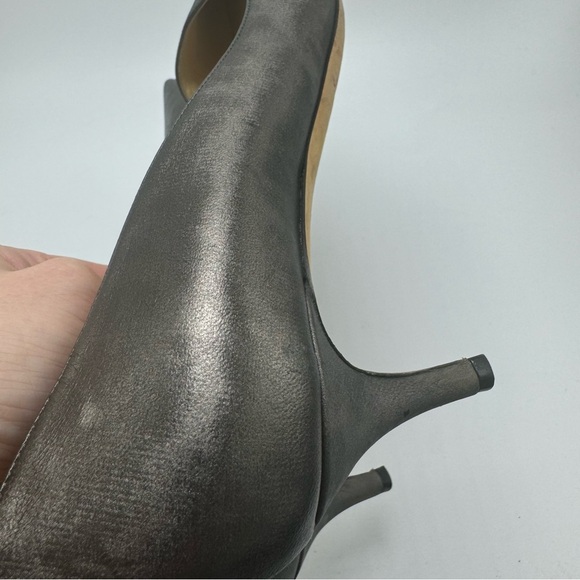 Jimmy Choo Allure Leather Kitten Heels Gray Metallic Pumps IT Size 40.5 US 10.5 - Picture 8 of 12